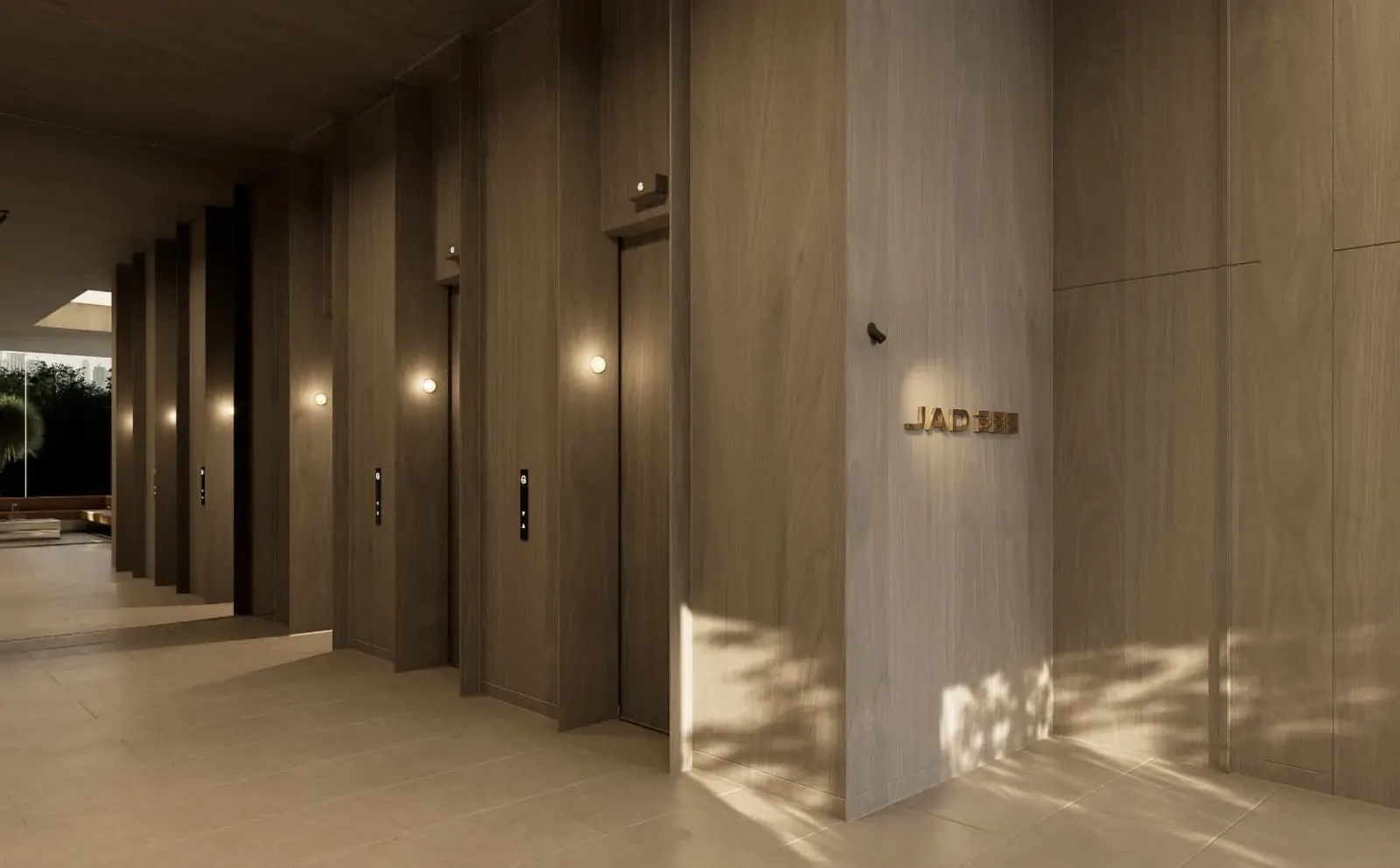 JAD 288 大堂：温暖木饰面与考究的建筑细节